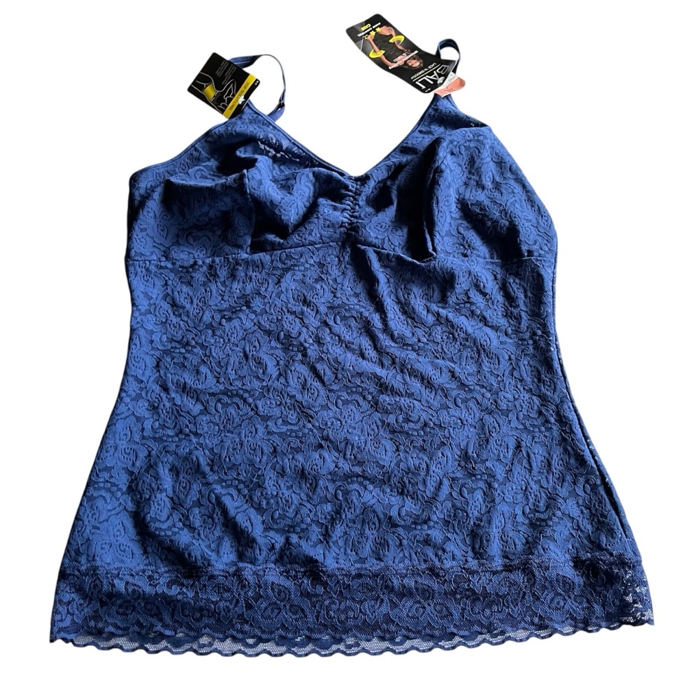Bali Cami Lace ‘N Smooth Size 3X Plus Size Navy Shapes Smooths Adj. Straps New